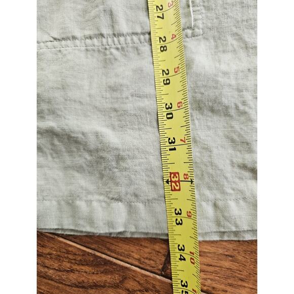 Nicole Miller 100% Linen Shirt Dress Women’s Size M Pockets Green Boho Beach - Picture 2 of 7